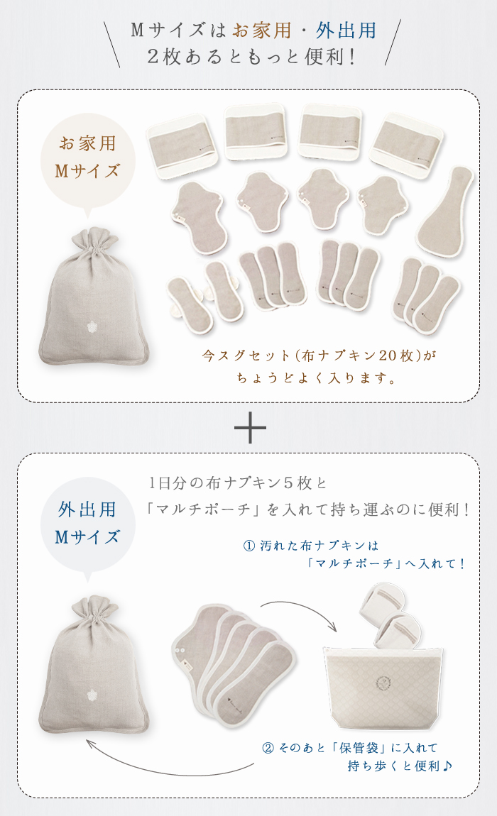 オーガニックリネンの保管袋」 【S・M・L】 - 「オーガニックリネンの