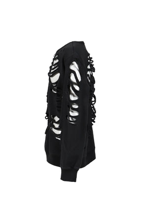 JUN/NAKAYAMA ジュンナカヤマ FW25 DISTRESSED CREWNECK / BLK