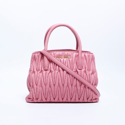 ミュウ ミュウ Miu Miu 2way マトラッセ ショルダーバッグ ピンク