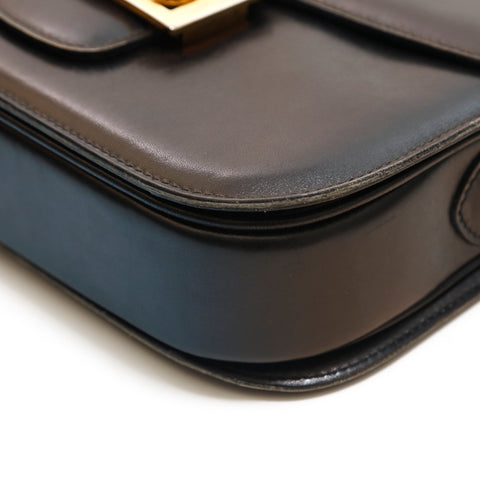 セリーヌ CELINE 馬車金具 ボックスカーフ ショルダーバッグ ブラック