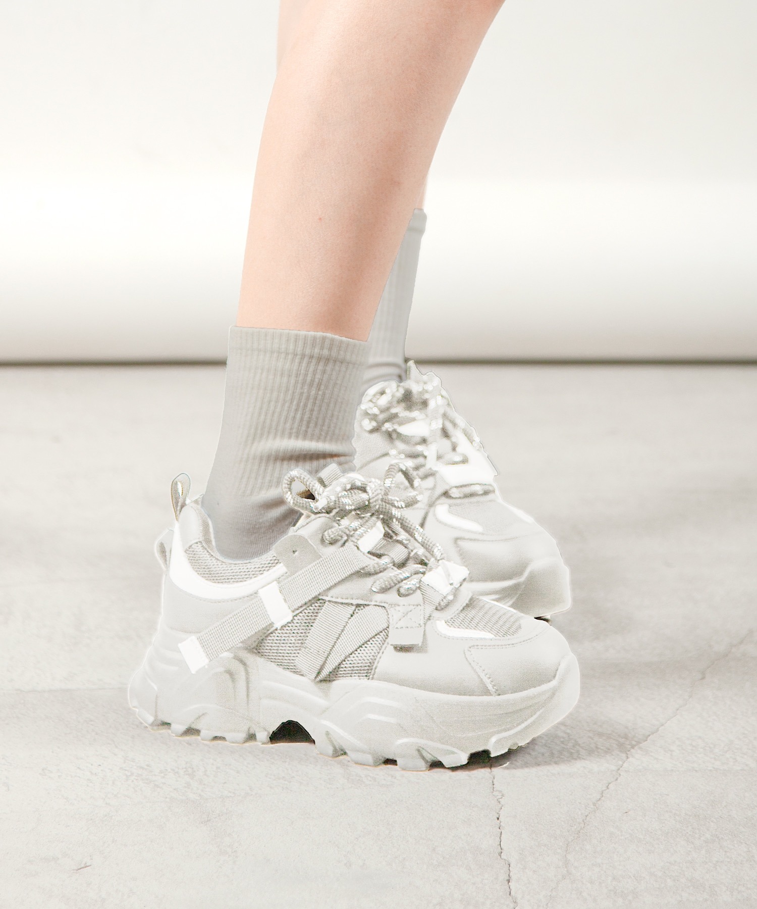 軽量/260g/厚底/5cm/カップインソール】厚底スニーカー ALL BLACK