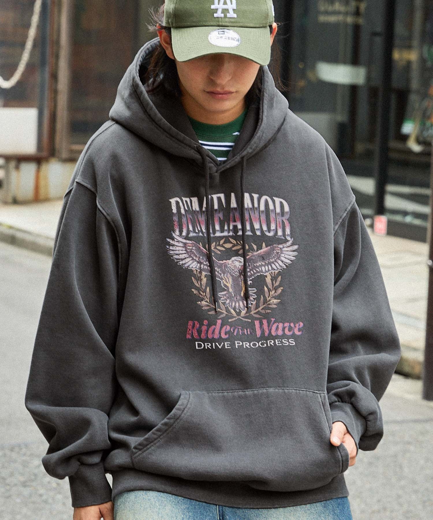 ヴィンテージライクピグメントロックプリント ビッグシルエット裏起毛