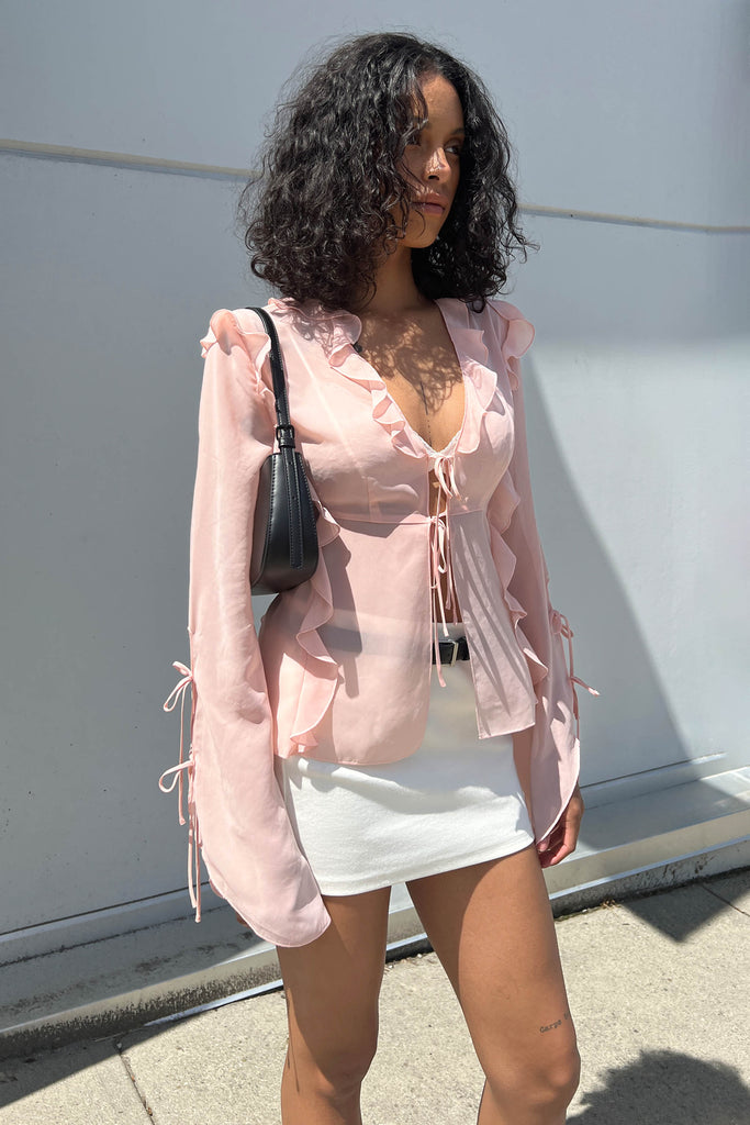 Chiffon Ruffled Blouse with Ties | OAK + FORT – OAK + FORT USA