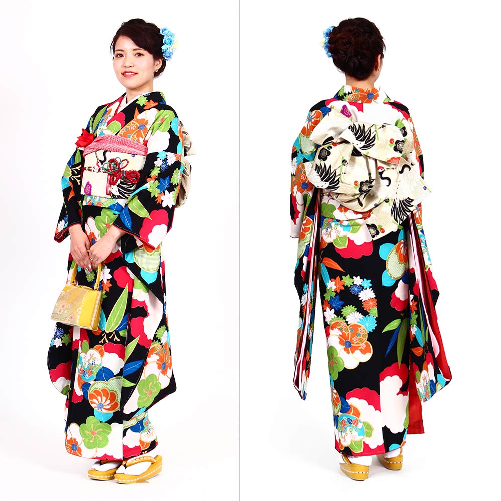 FK-47 小紋振袖 モダンアンテナ | 着物レンタルまつうら（貸衣装・貸