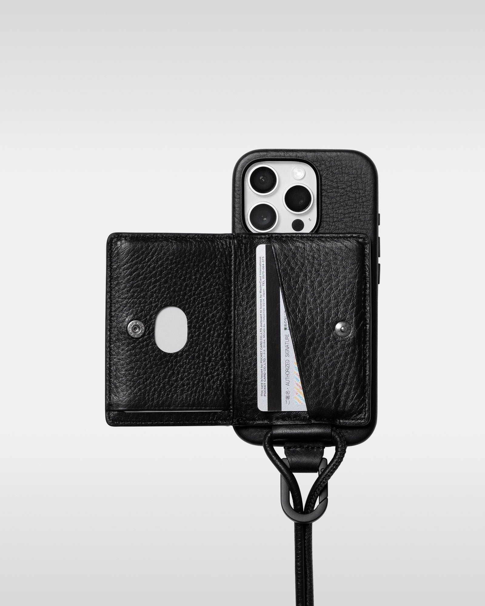 レザー製 iPhoneケース セット / ストラップ付スマホケース / スマホ