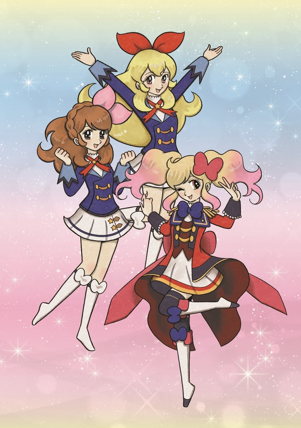 企画展「テヅカツ！」手塚キャラ風の星宮いちご、大空あかり、虹野ゆめ