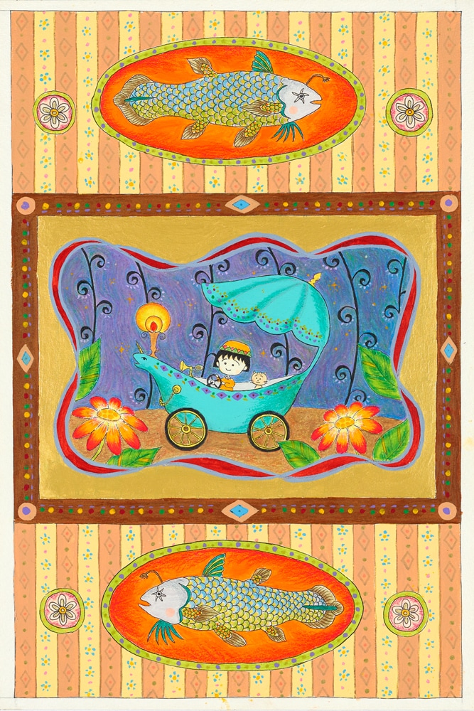 さくらももこ「ちびまる子ちゃん」の原画。(c)さくらももこ/集英社