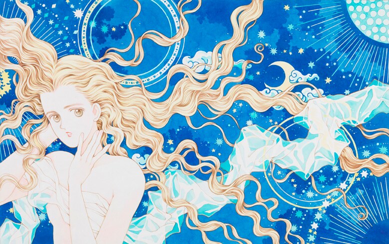 松苗あけみ《星座の少女》（『月刊ぶ～け』1989年9月号表紙用イラスト