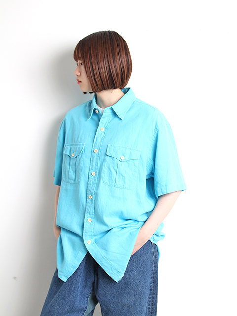 USED】RALPH LAUREN SHORT SLEEVE COTTON LINEN SAFARI SHIRT size-L