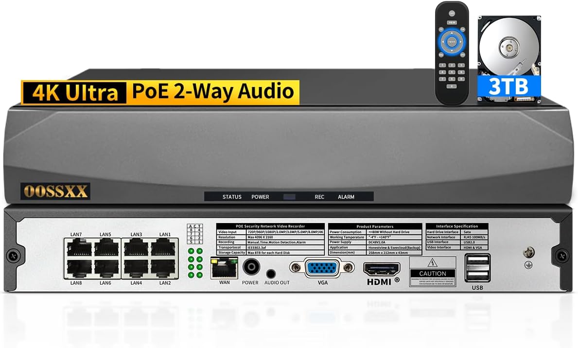 4K/8.0 Megapixel PoE NVR Recorder – OOSSXX