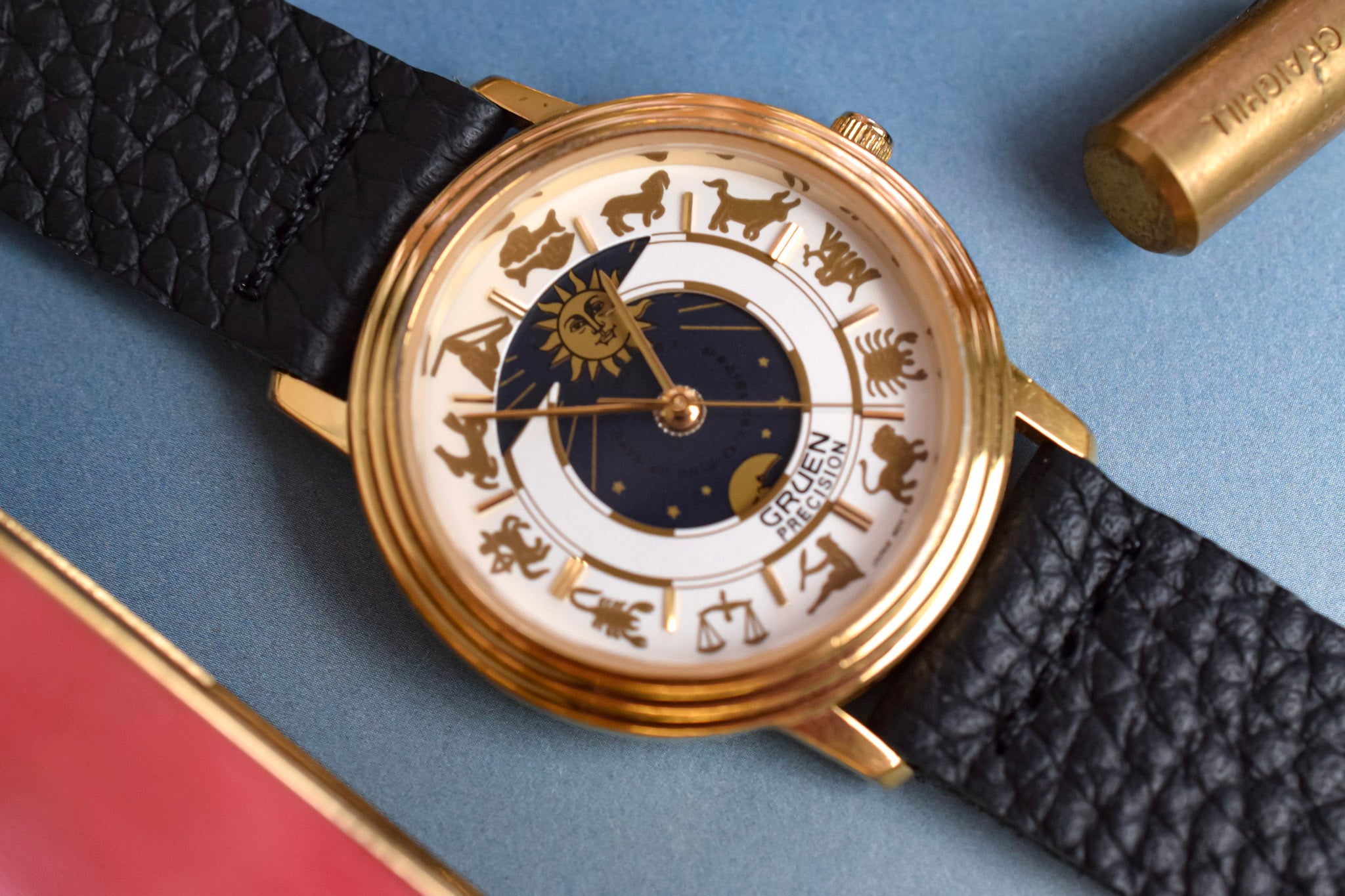 Gruen Precision Stepped Bezel Zodiac Sign Day & Night – Oldtimer