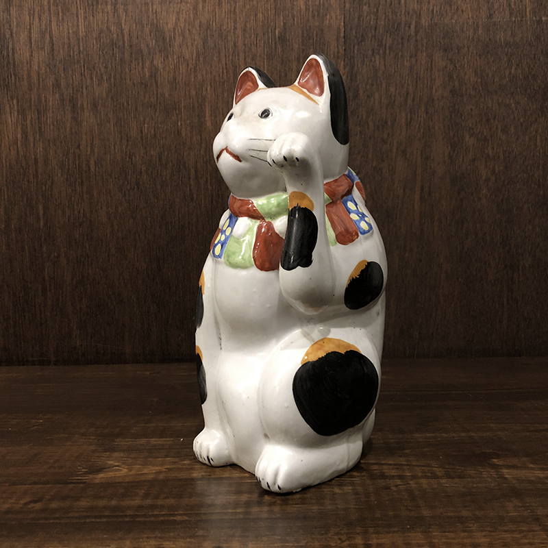 招き猫 古瀬戸 左招 25.5cm 当時物 骨董品 ジャパン アンティーク