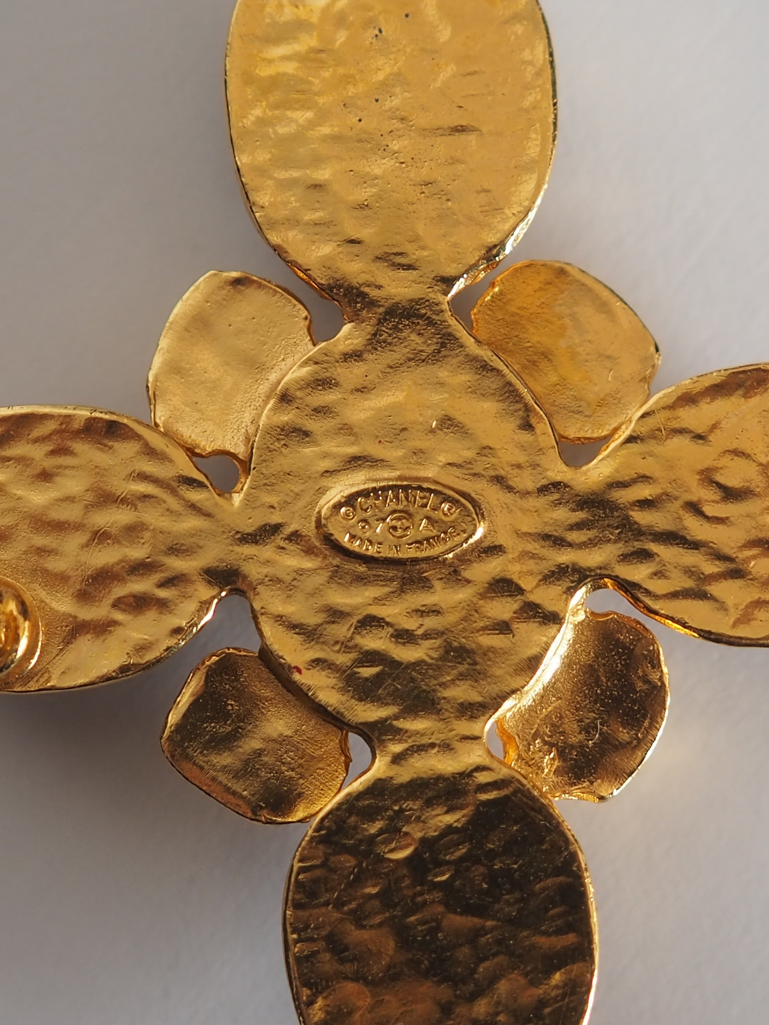 CHANEL シャネル COCO カラーストーン ブローチ ゴールド ブラウン 97A