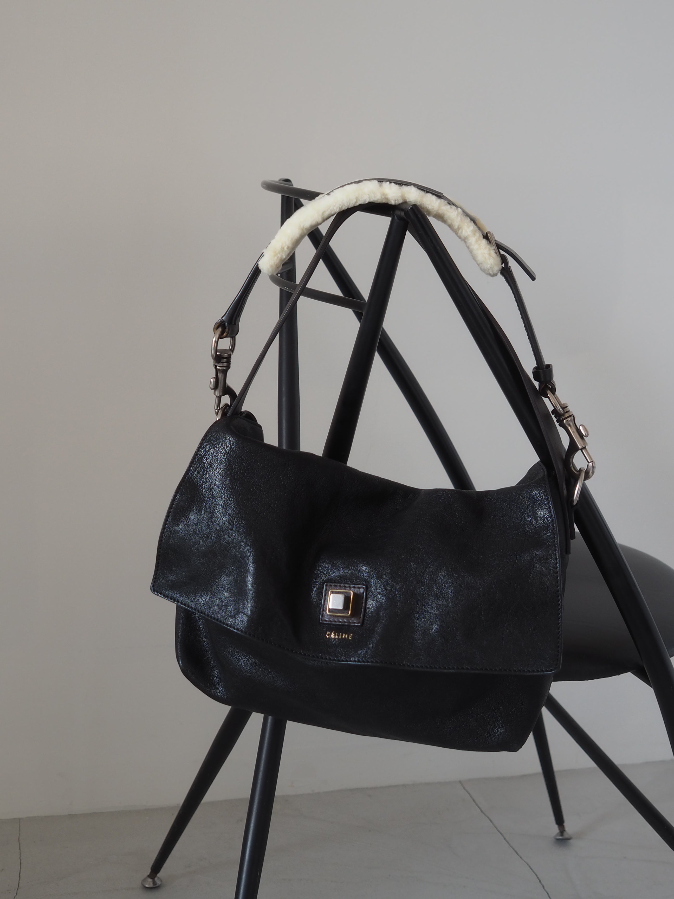 CELINE セリーヌ ショルダー バッグ フィービー期 ブラック ファー