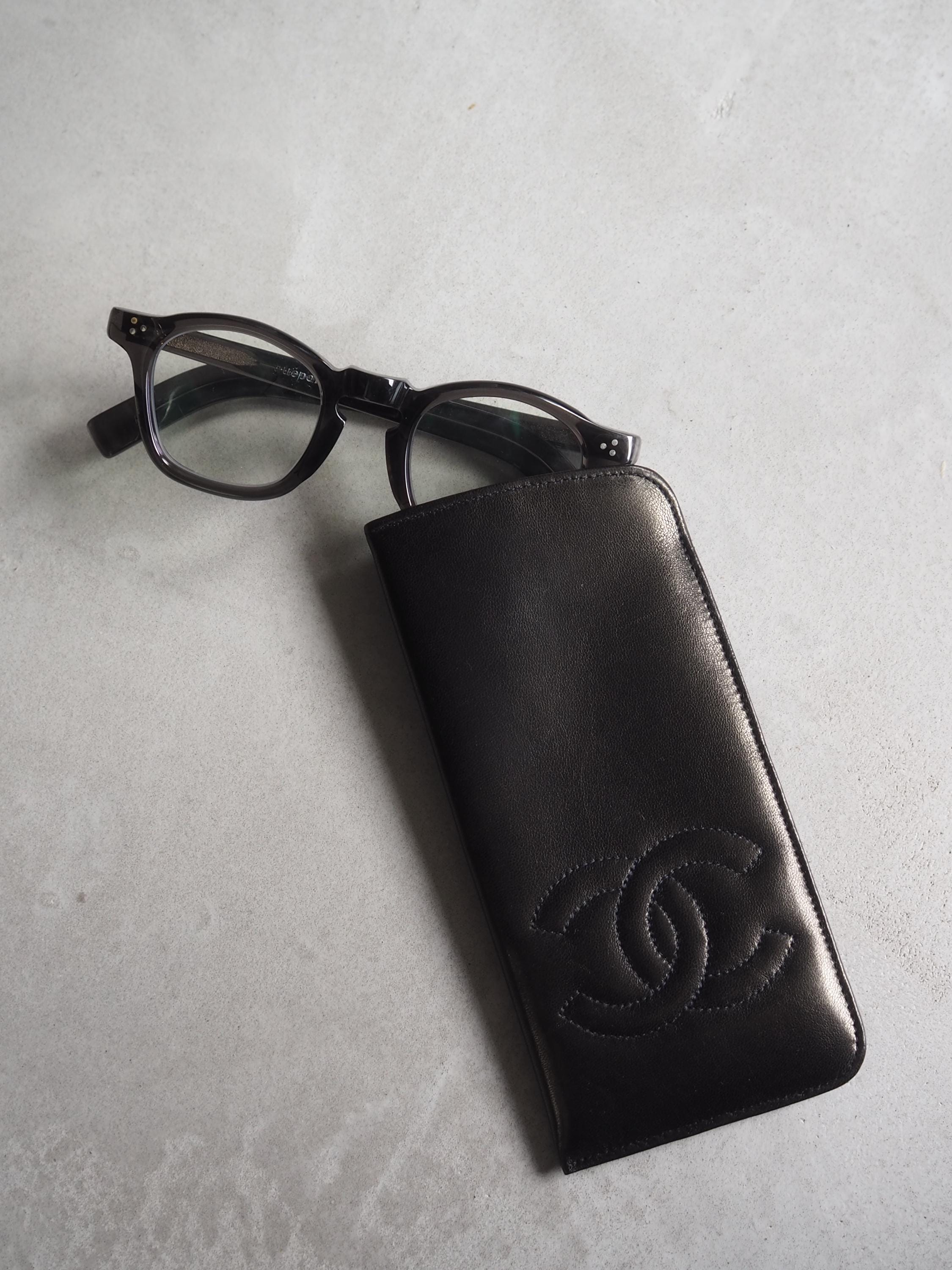 CHANEL シャネル ココ サングラスケース メガネケース ブラック レザー
