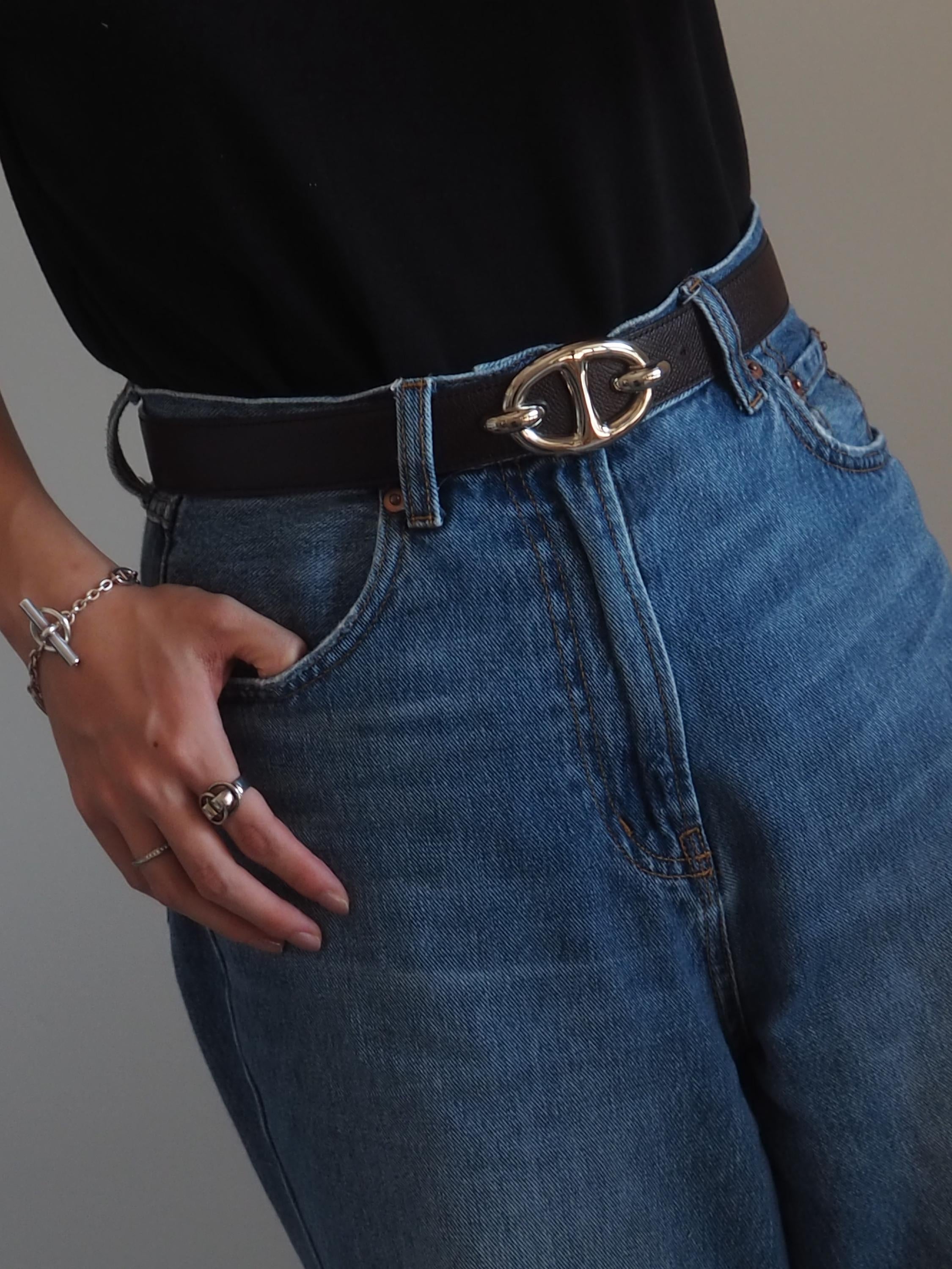 HERMES エルメス シェーヌダンクル ベルト 75 シルバー レディース