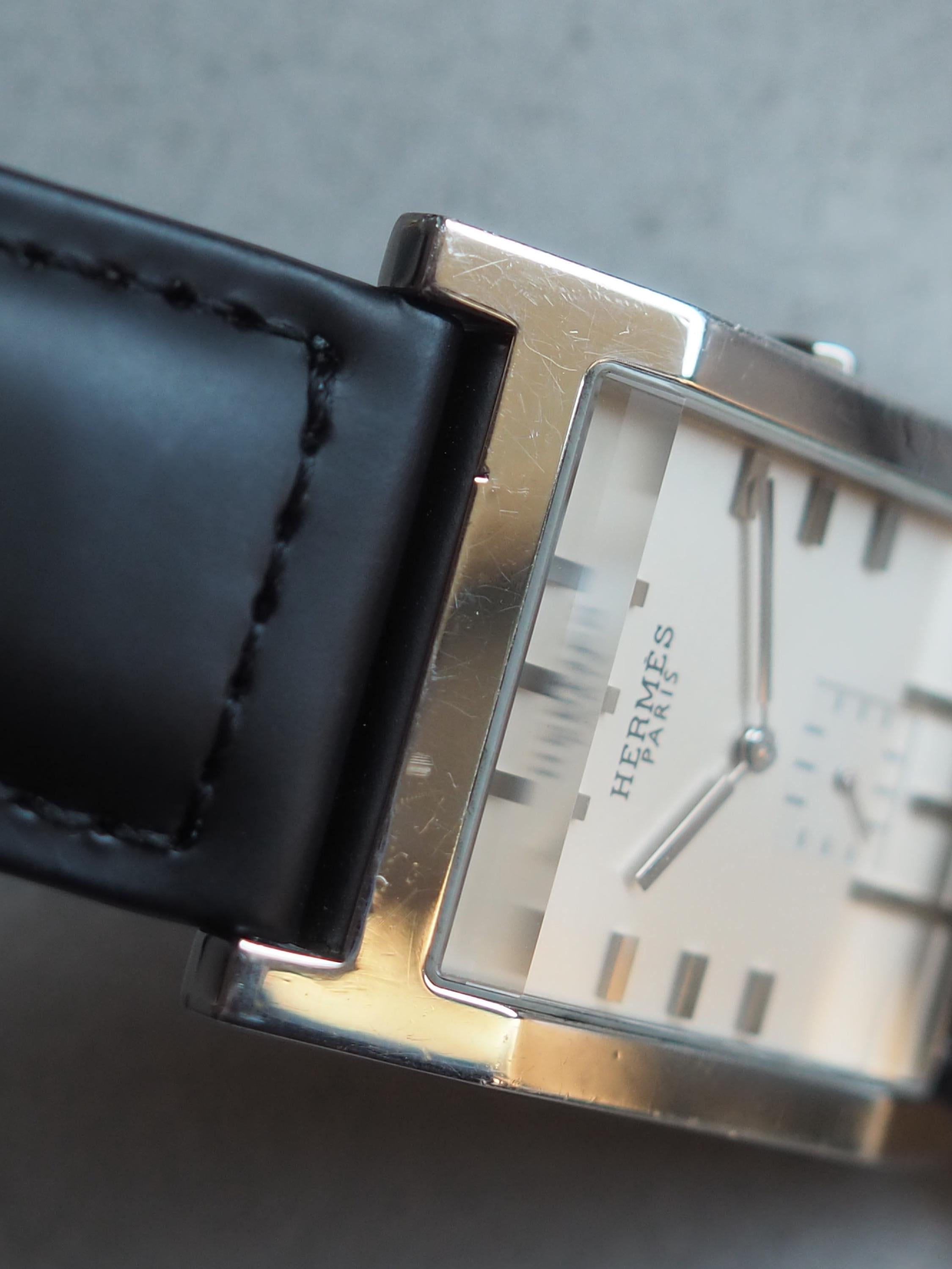 HERMES エルメス タンデム ウォッチ 腕時計 メンズ シルバー ブラック