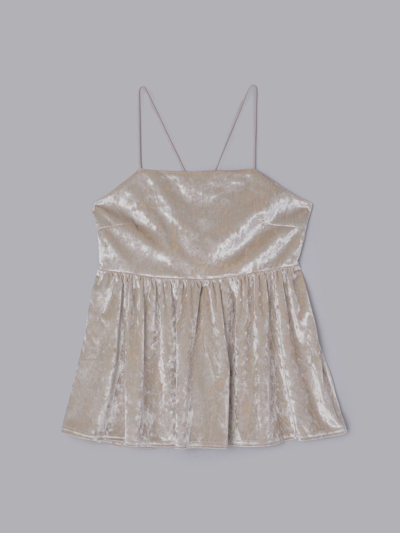 バックギャザーベロアキャミソール