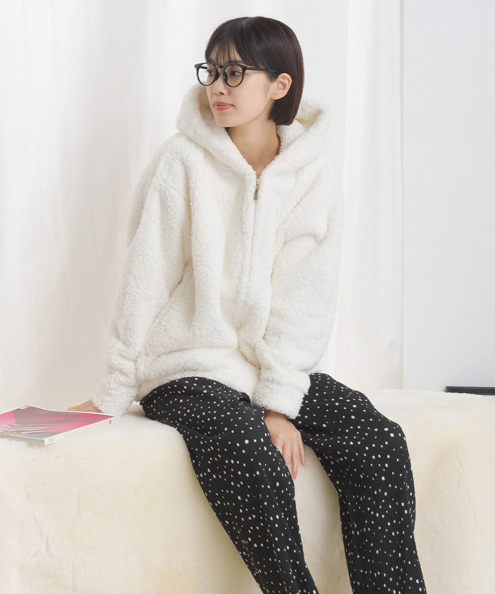 OMNES PURPLE LABEL】あったかふわシャギー 長袖ZIPパーカー【6123-5457】