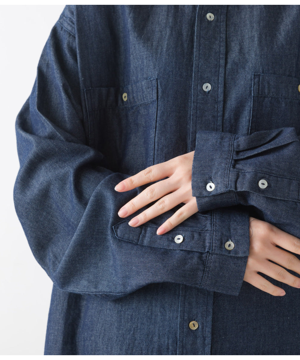 OMNES】ユニセックス シャンブレーバンドカラーシャツ【1522-4134】