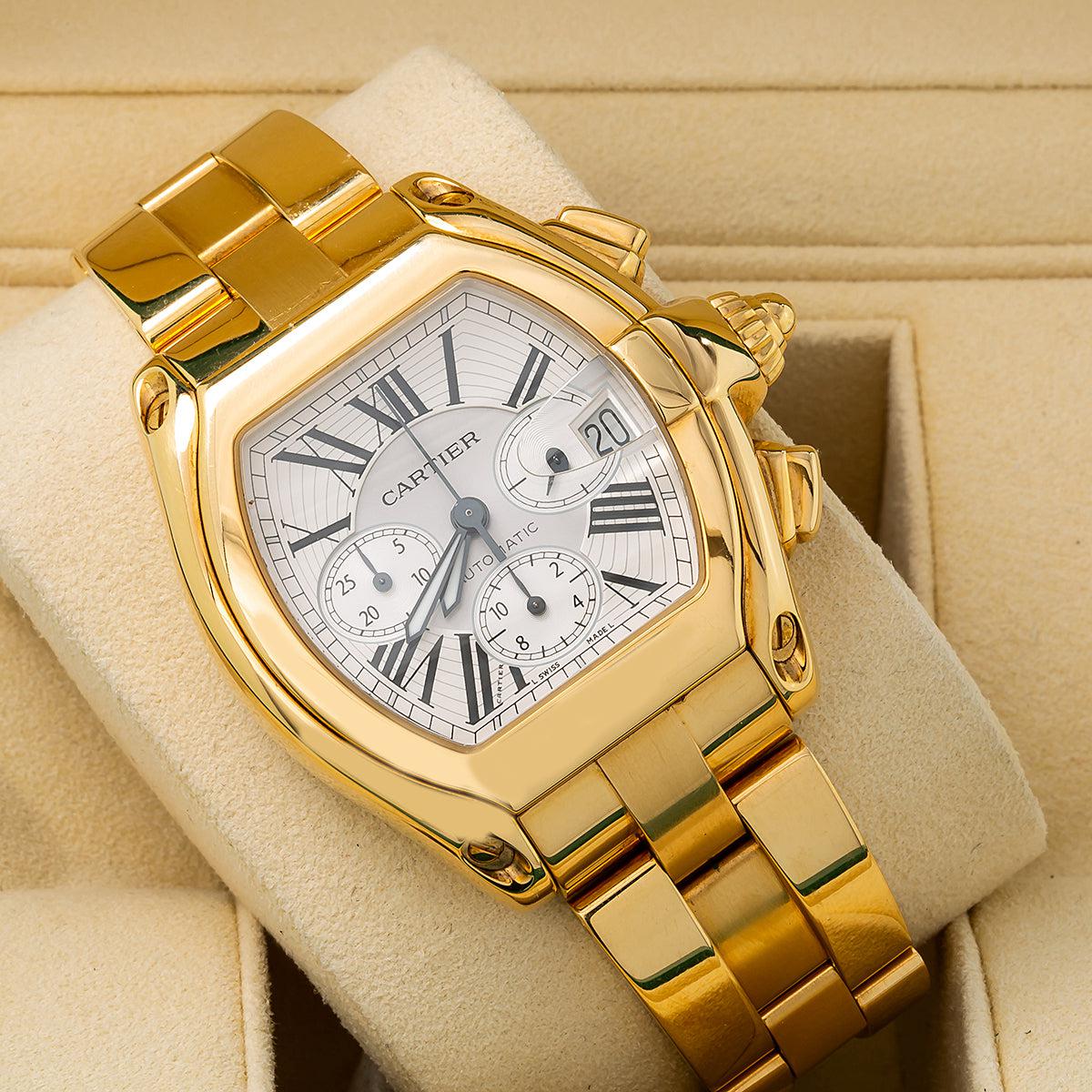 Buy Cartier Roadster W62021Y2 47MM Chronograph White Dial With 18k