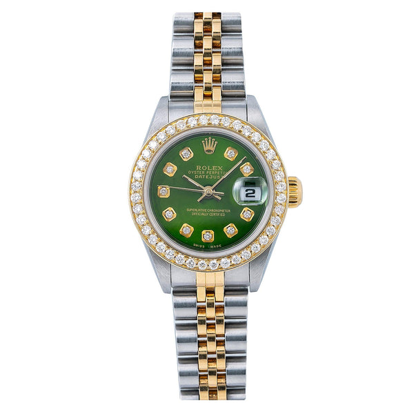 Buy Rolex Datejust 26MM 69173 Green Diamond Dial Diamond Bezel Two