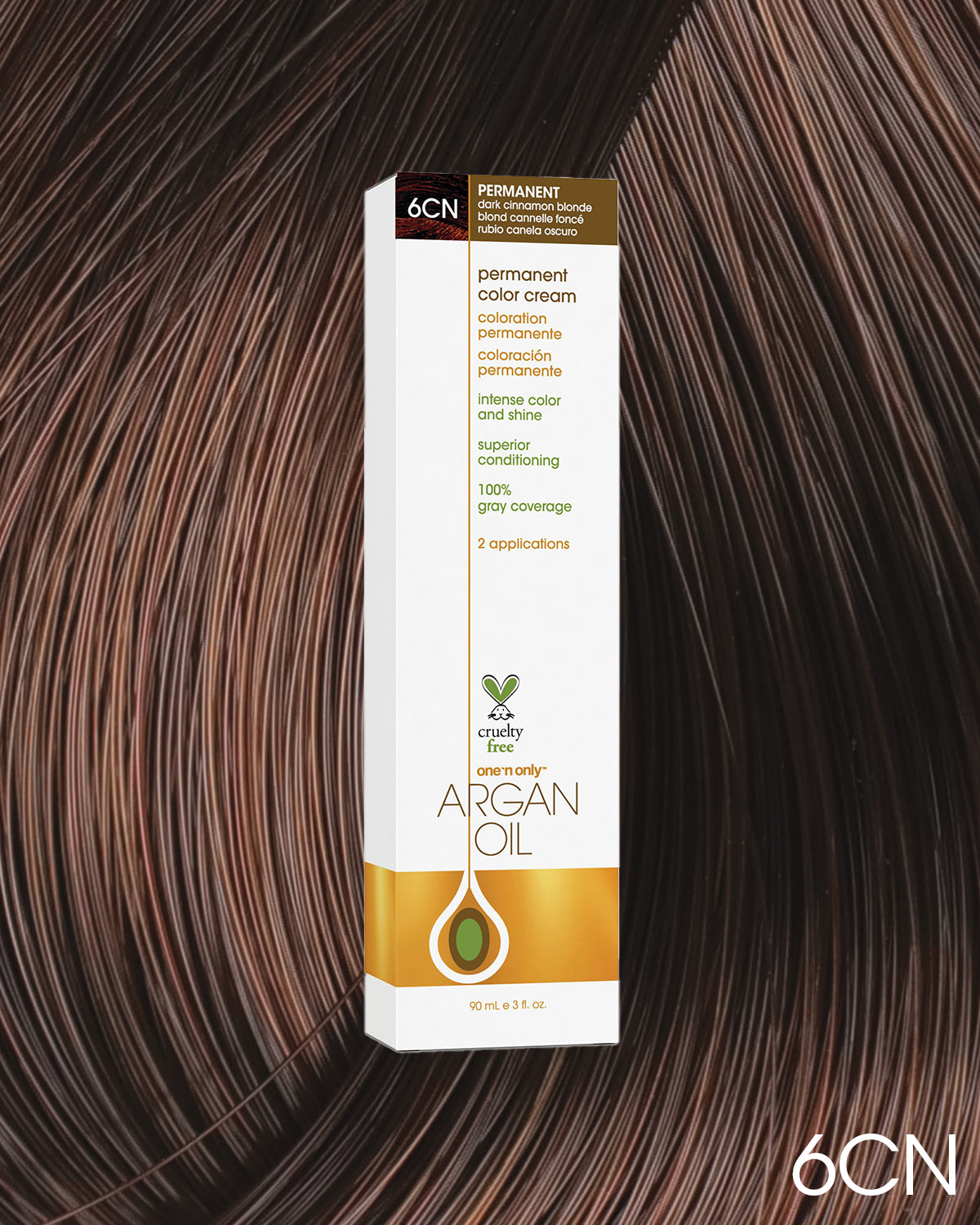 Argan Oil Permanent Hair Color 6CN Dark Cinnamon Blonde – One n