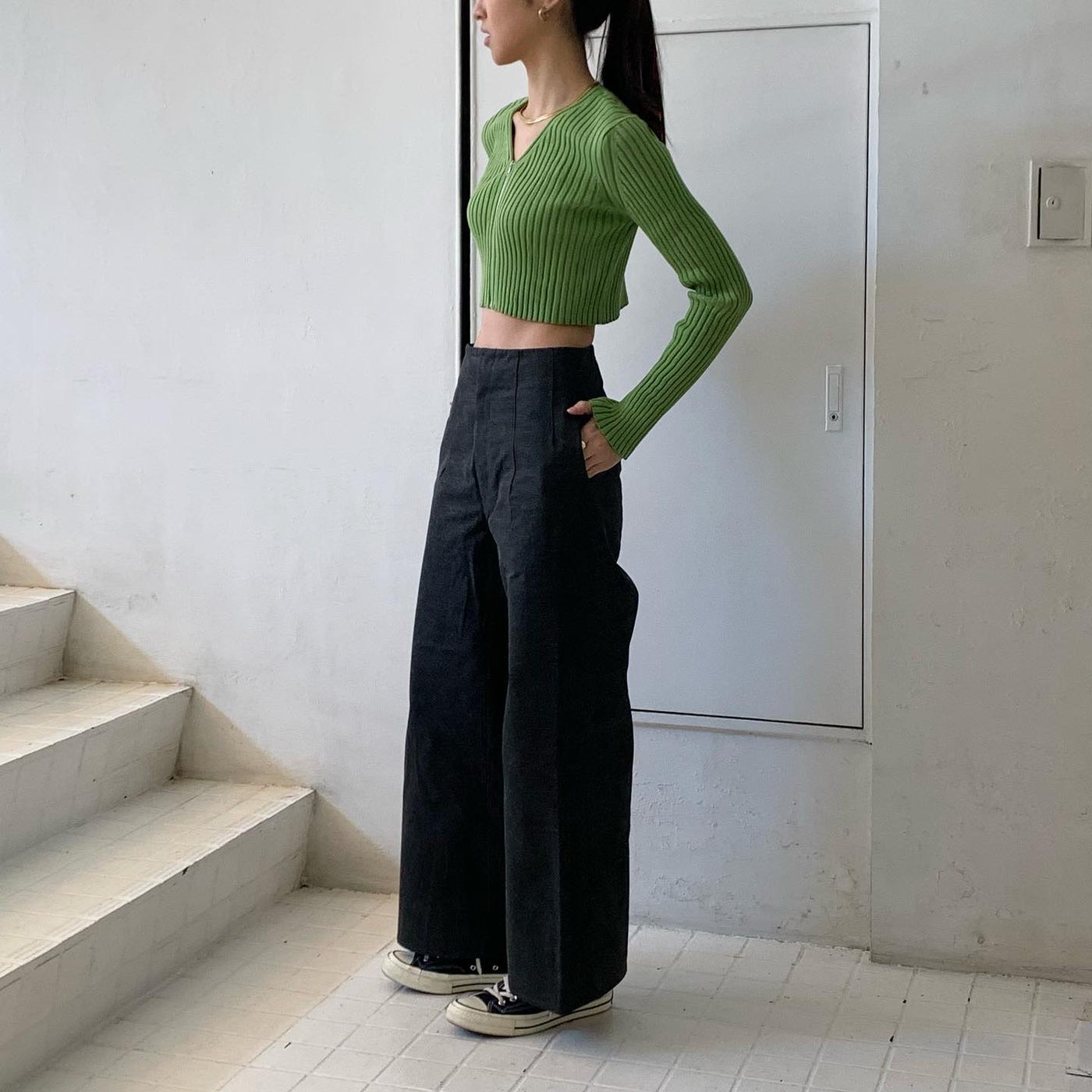 AURALEE】 DRY COTTON WIDE RIB KNIT ZIP CARDIGAN / WASHED HARD