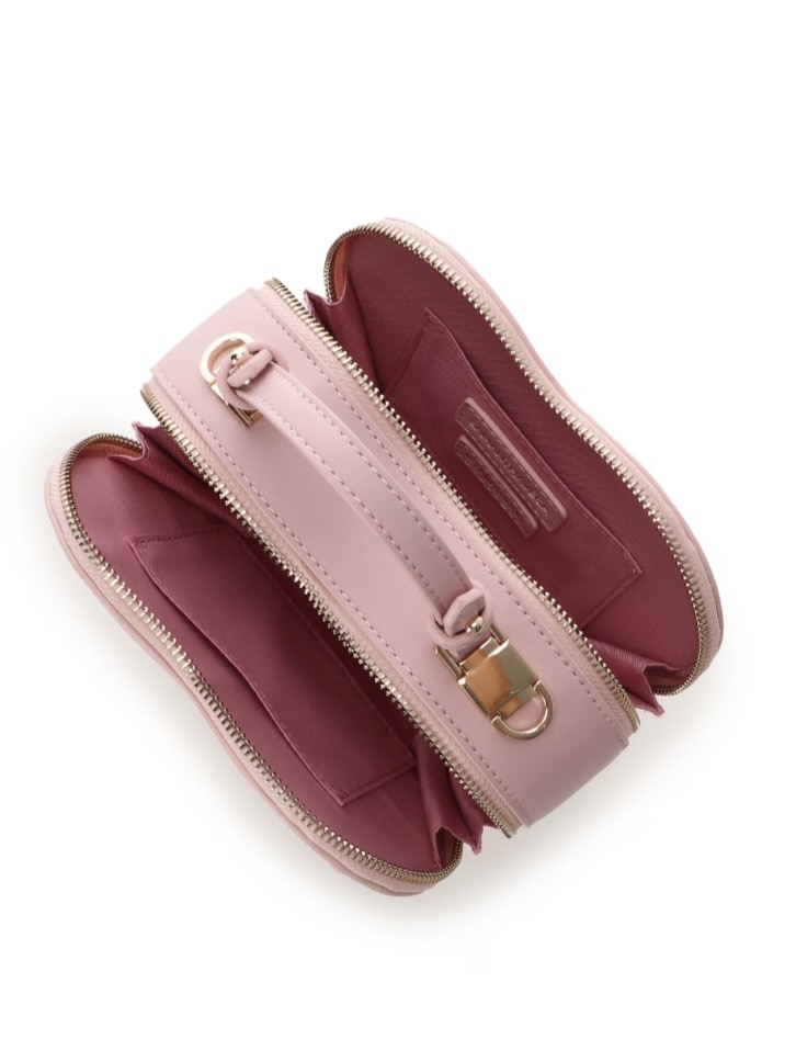 ツイードリボンハート型ショルダーバッグ【ピンク】(ピンク