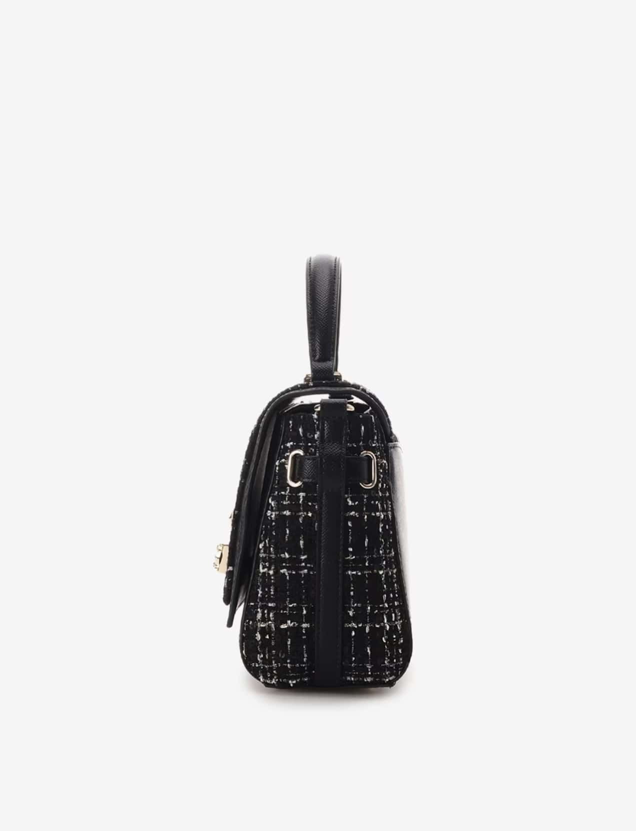 ツイードベルトビジューショルダーバッグ【ブラック】(ブラック