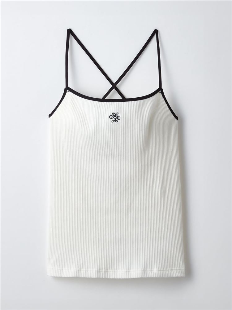 ワンポイント刺繍カップ付きキャミソール(バッククロス): 下着