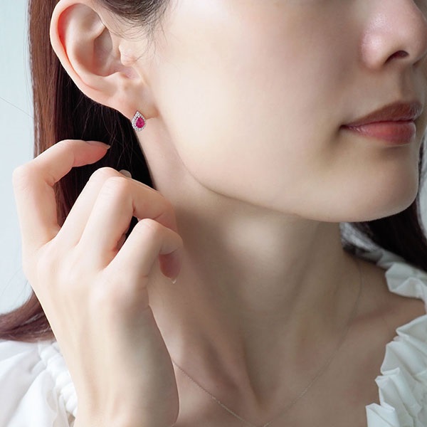 Pt999(RHP)ルビー/ダイヤモンドピアス | ポンテヴェキオ公式オンライン