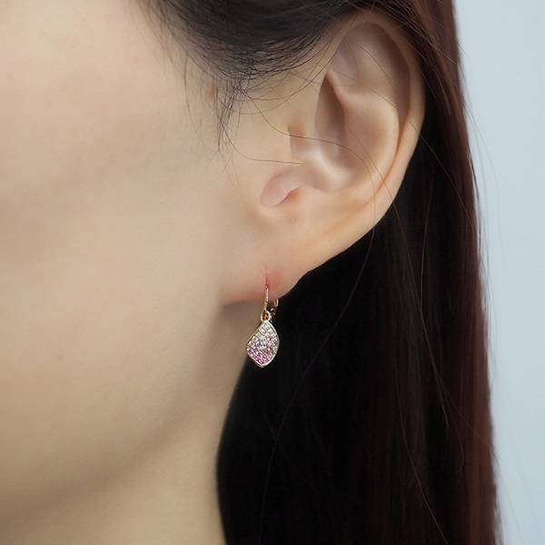 K18PGピンクサファイア/ダイヤモンドピアス | ポンテヴェキオ公式