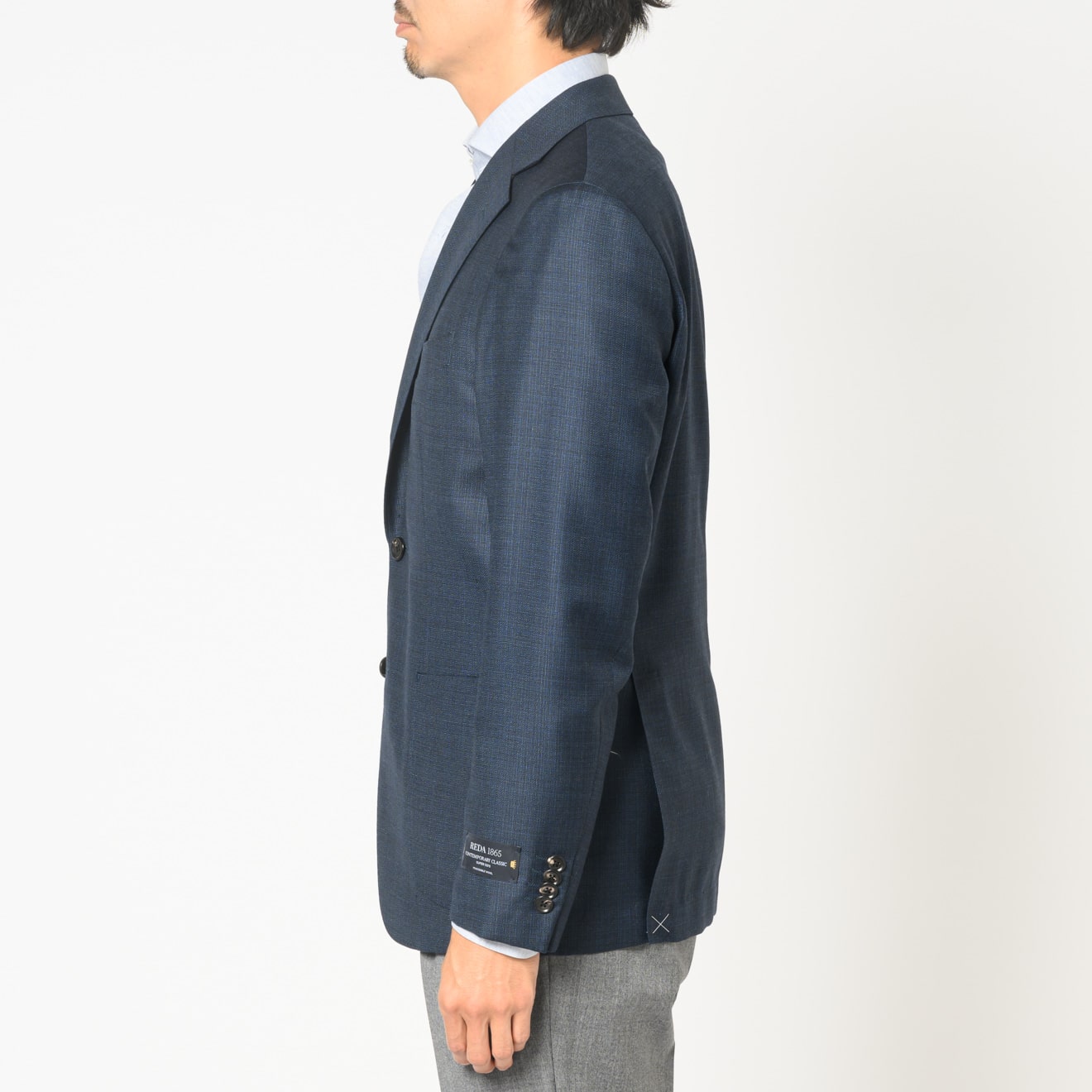 伊レダ社 SUPER130'sウールジャケット ネイビー柄無地 | ONLY ONLINE STORE