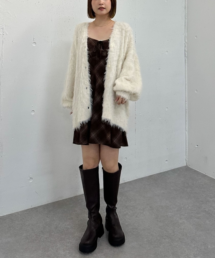 バイアスチェックアソートミニキャミワンピース(M BLACK): ワンピース