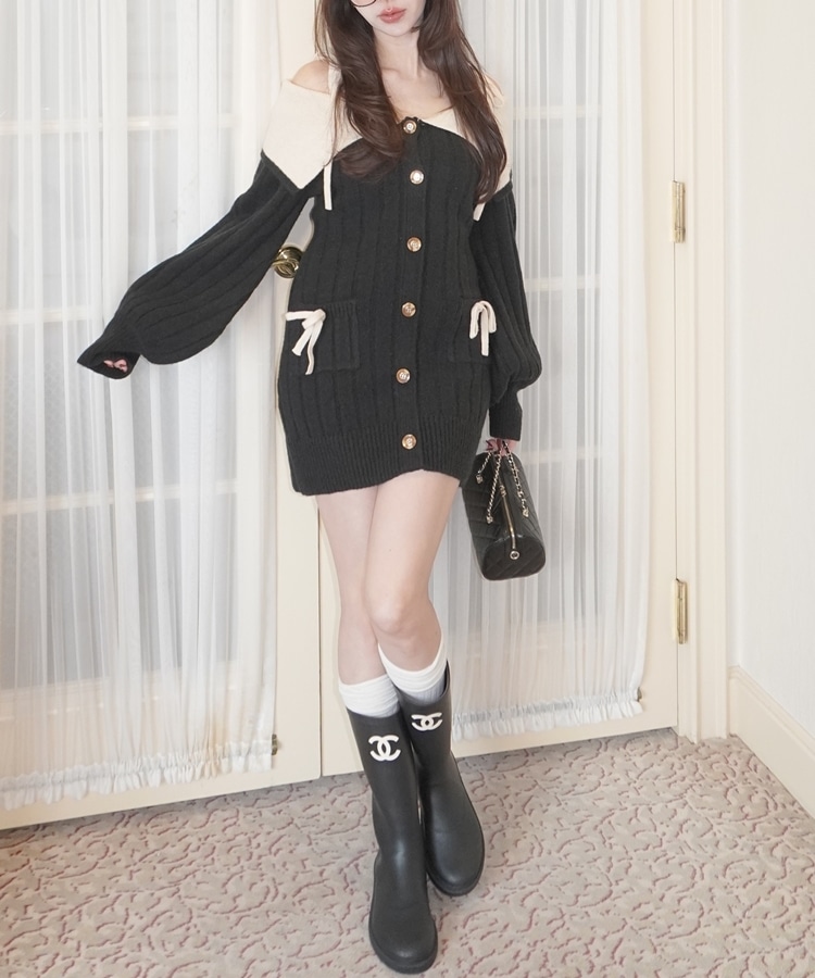 offshoulder ribbon onepiece(M IVORY): ワンピース｜PMbox P&M