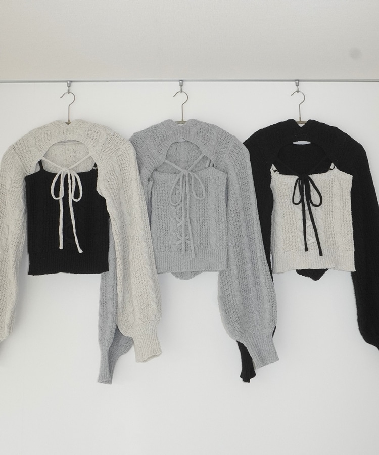 ribbon foodie tops×laceup cami set(M GRAY): トップス｜PMbox P&M