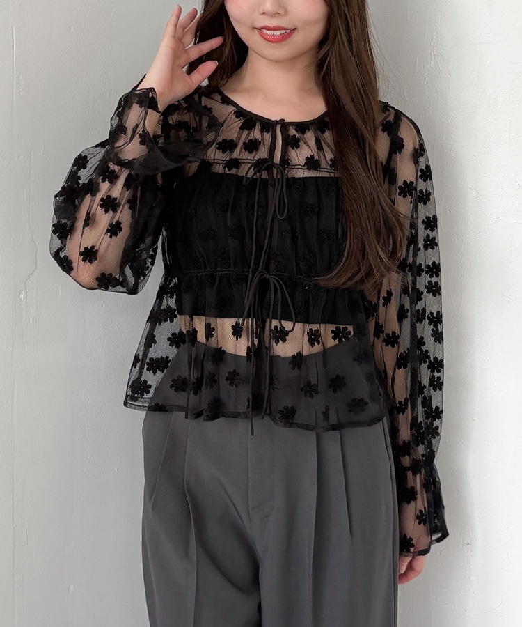 2wayフラワーチュールブラウス(M BLACK): トップス｜PMbox P&M