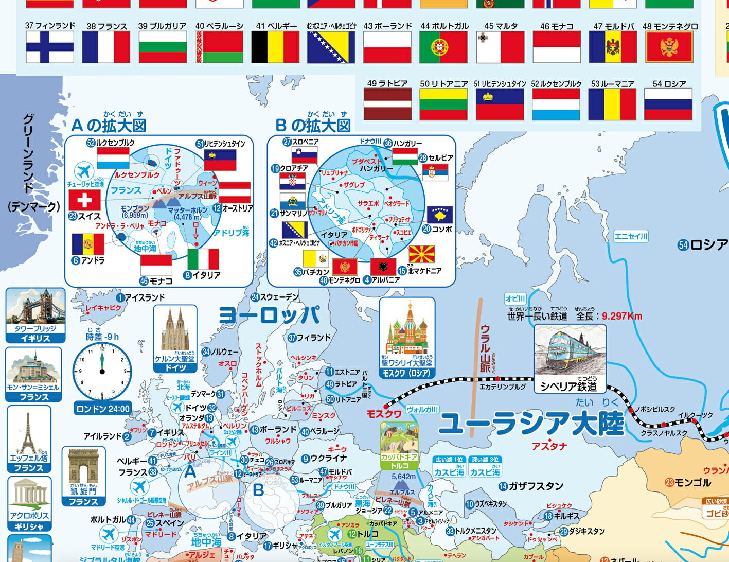 おんぷカードショップ / 【 世界地図＜国旗＞ 】 ポスター ビッグサイズ