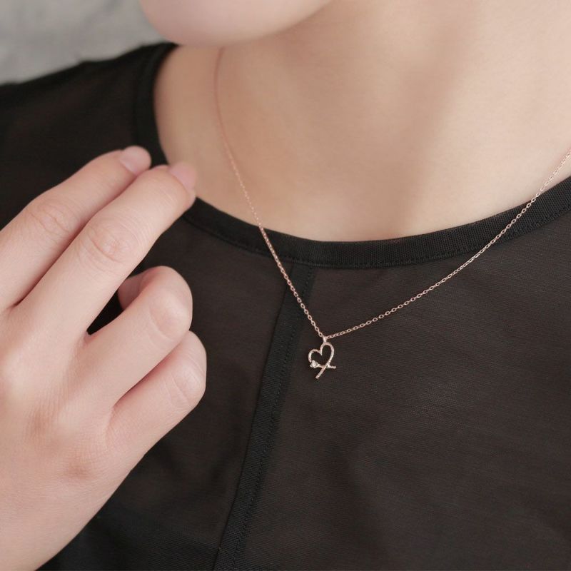 ネックレス クロスオープンハート カットガラス ニッケルフリー プチ