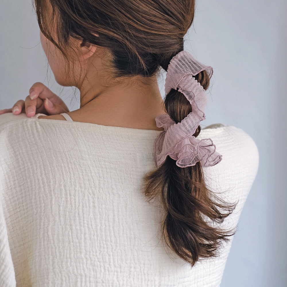 シュシュ Candy Chouchou ロング シアー チュール フリル プリーツ