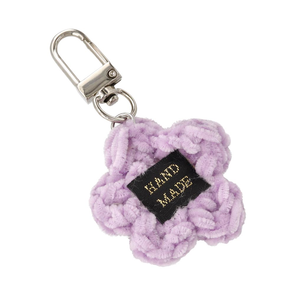 キーチャーム ふわもこ フラワー バイカラー メタル カラビナ U字型