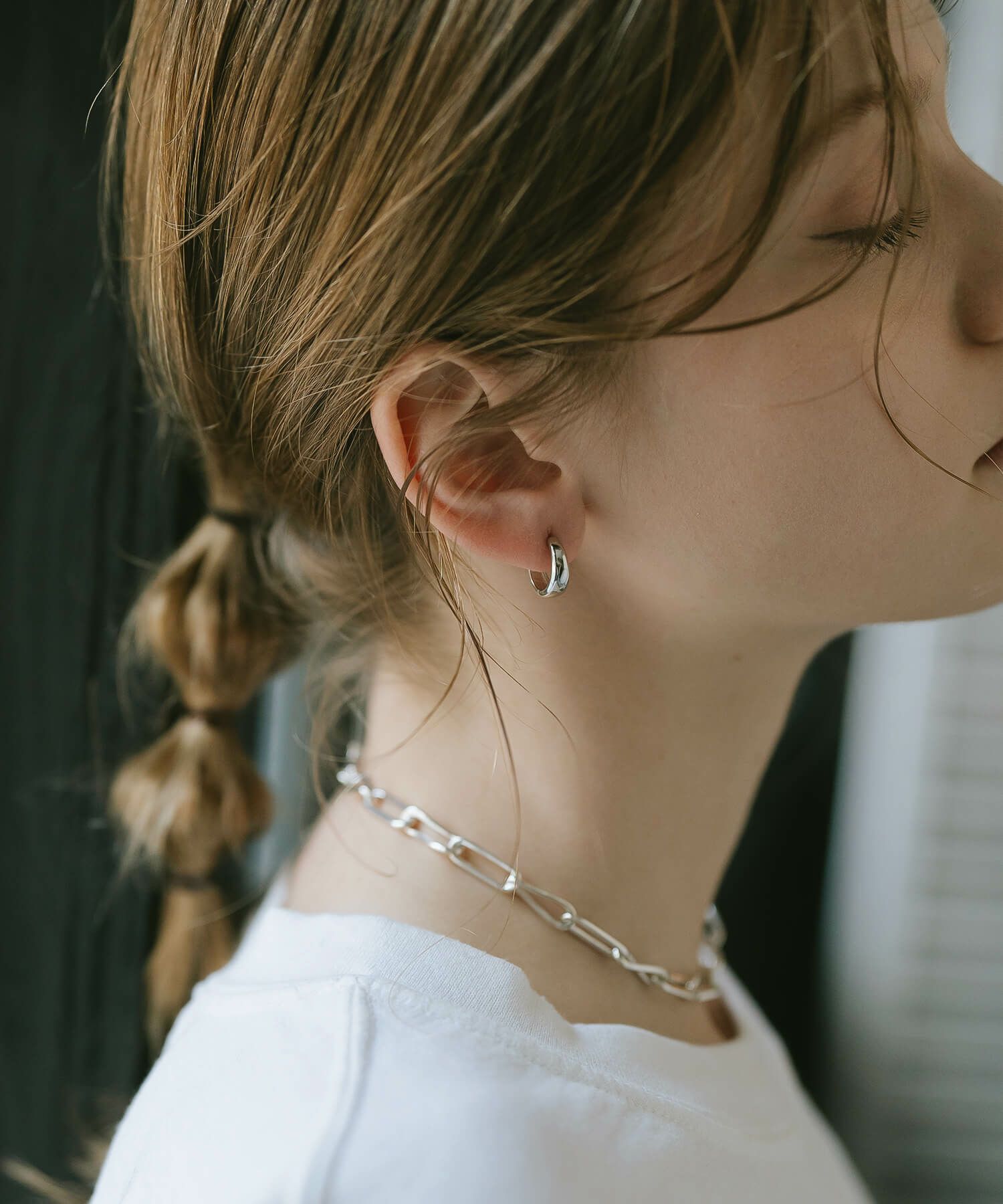 小ぶり フープピアス 【kyklos-moon キクロス・ムーン】 シルバー925