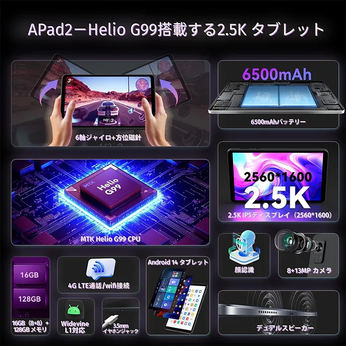Headwolfが8.4インチ2.5Kのタブレット「Headwolf FPad6」「Alphawolf