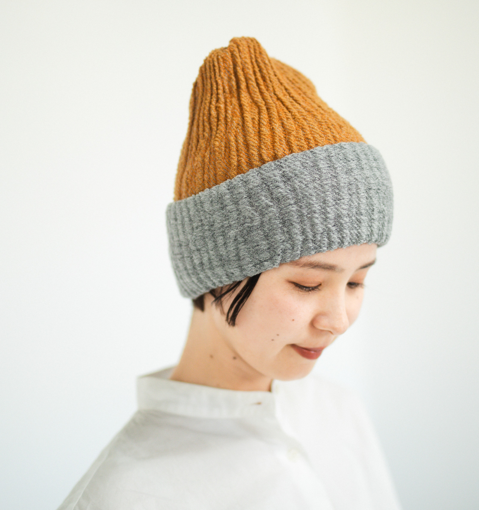 8WAY ウールキャップ マスタード×グレー | 【公式】工房織座