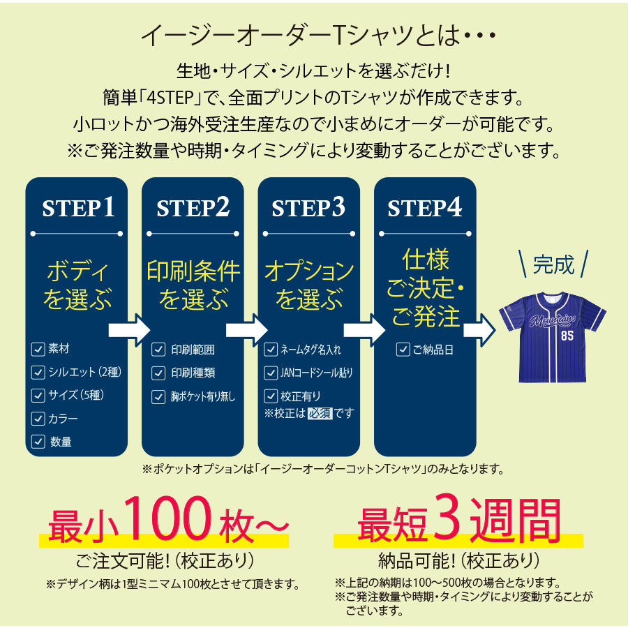 100個～】フルグラフィックTシャツ（ポリエステル/オーバーサイズ