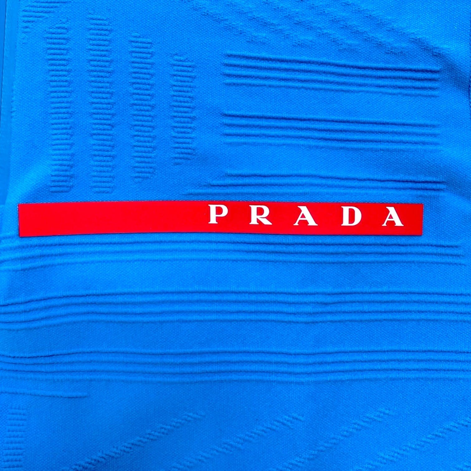 Prada Techno Knit Sports Quarter Zip Sweater Baby Blue