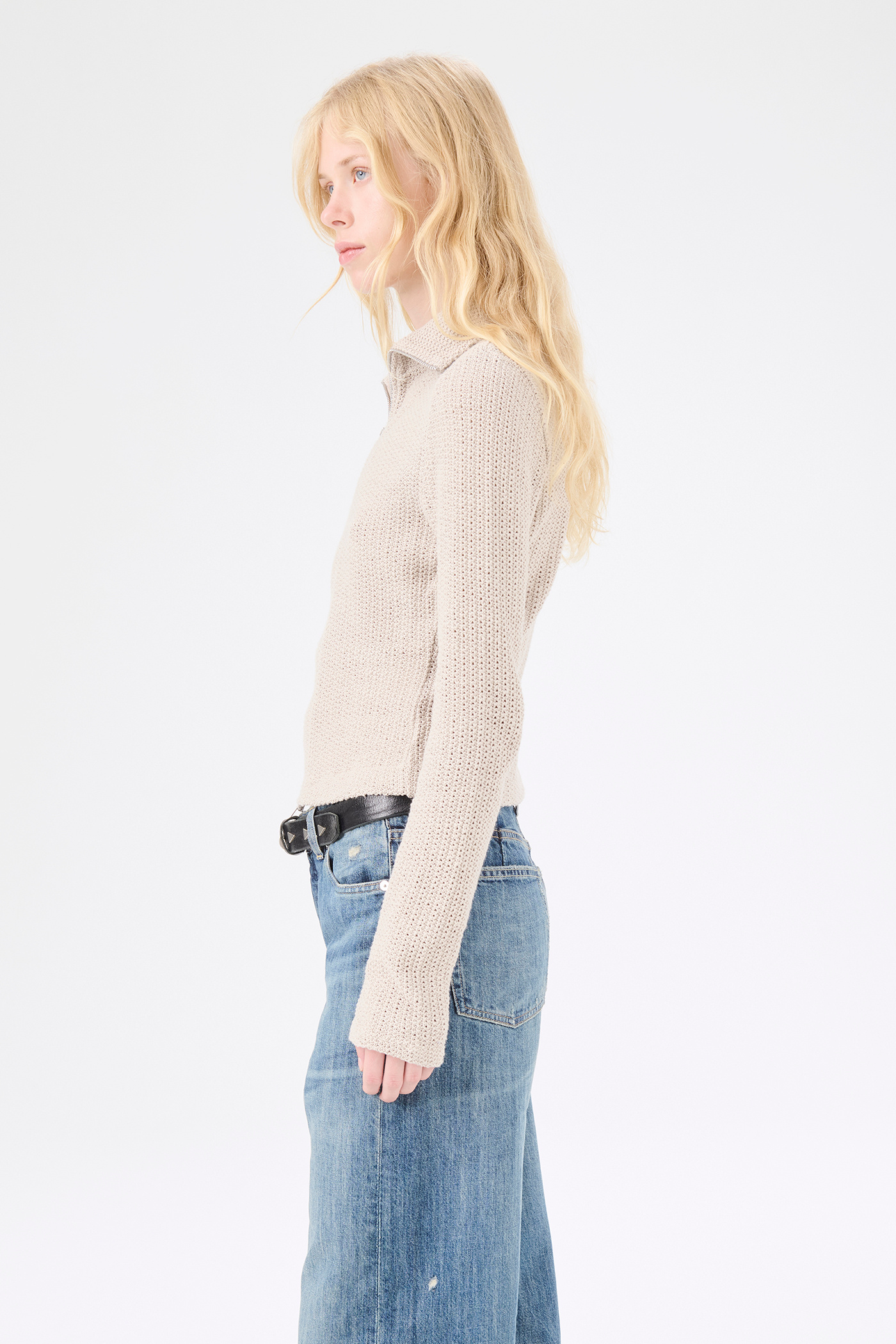 Our Legacy - Slim Zip Longsleeve Musk Dusk Rope Weave