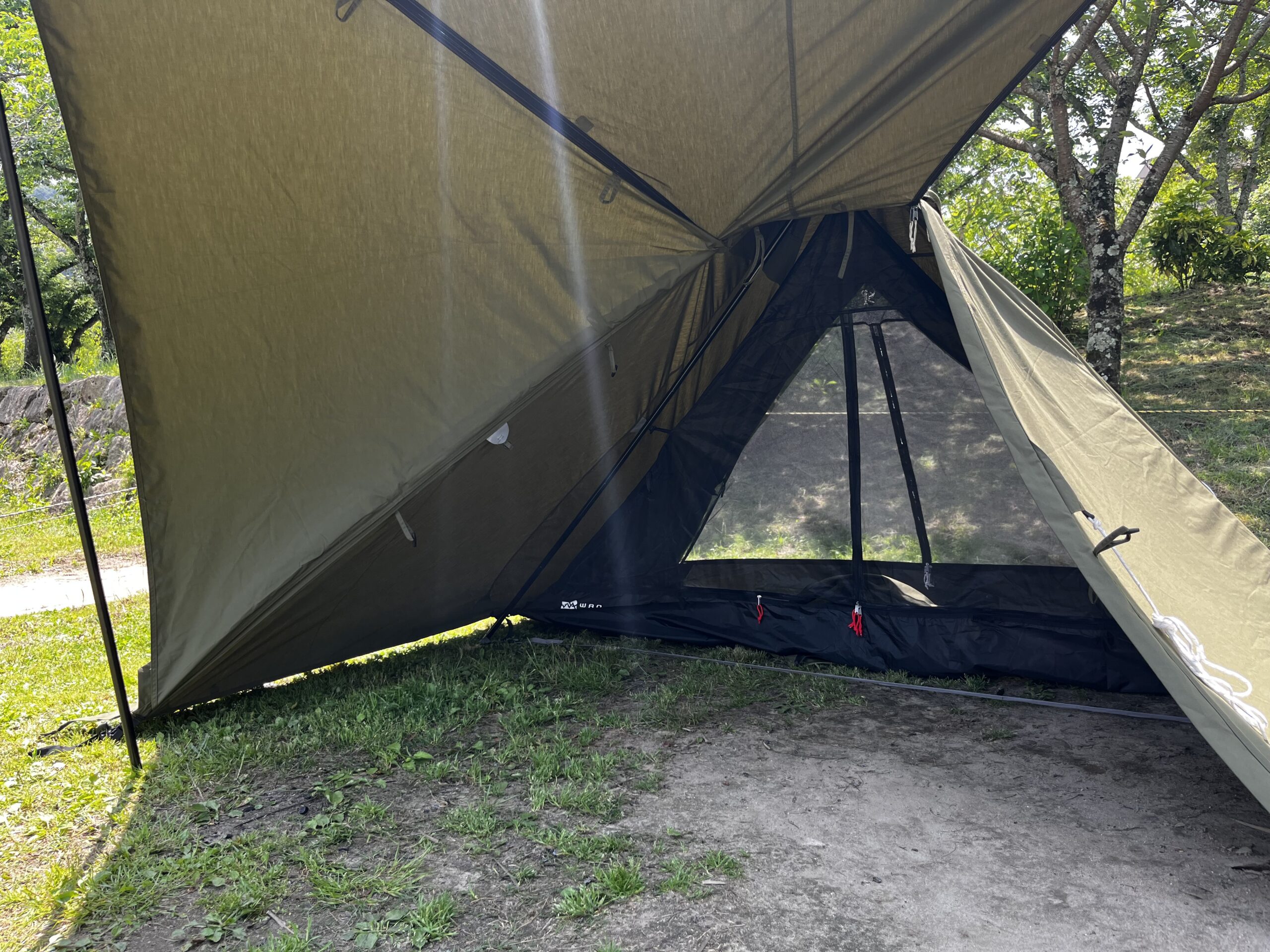 WAQテント『Alpha T/C』二股化で快適に！専用ポール以外でのやり方は