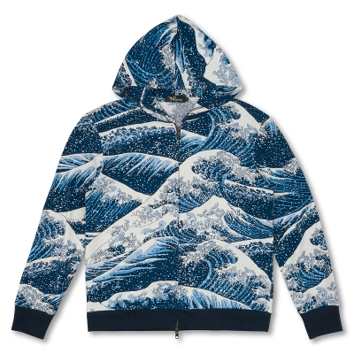 葛飾北斎 パーカーⅡ ＜大波/青＞ | 京友禅アロハシャツ【Pagong】公式